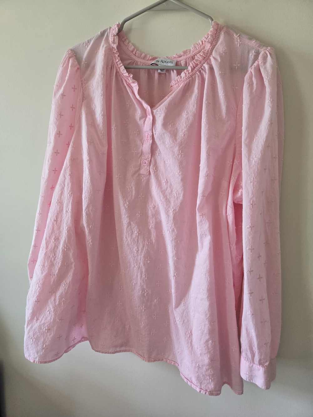 Kim Rogers Pink Embroideted Peasant Blouse Size 2XL NWOT